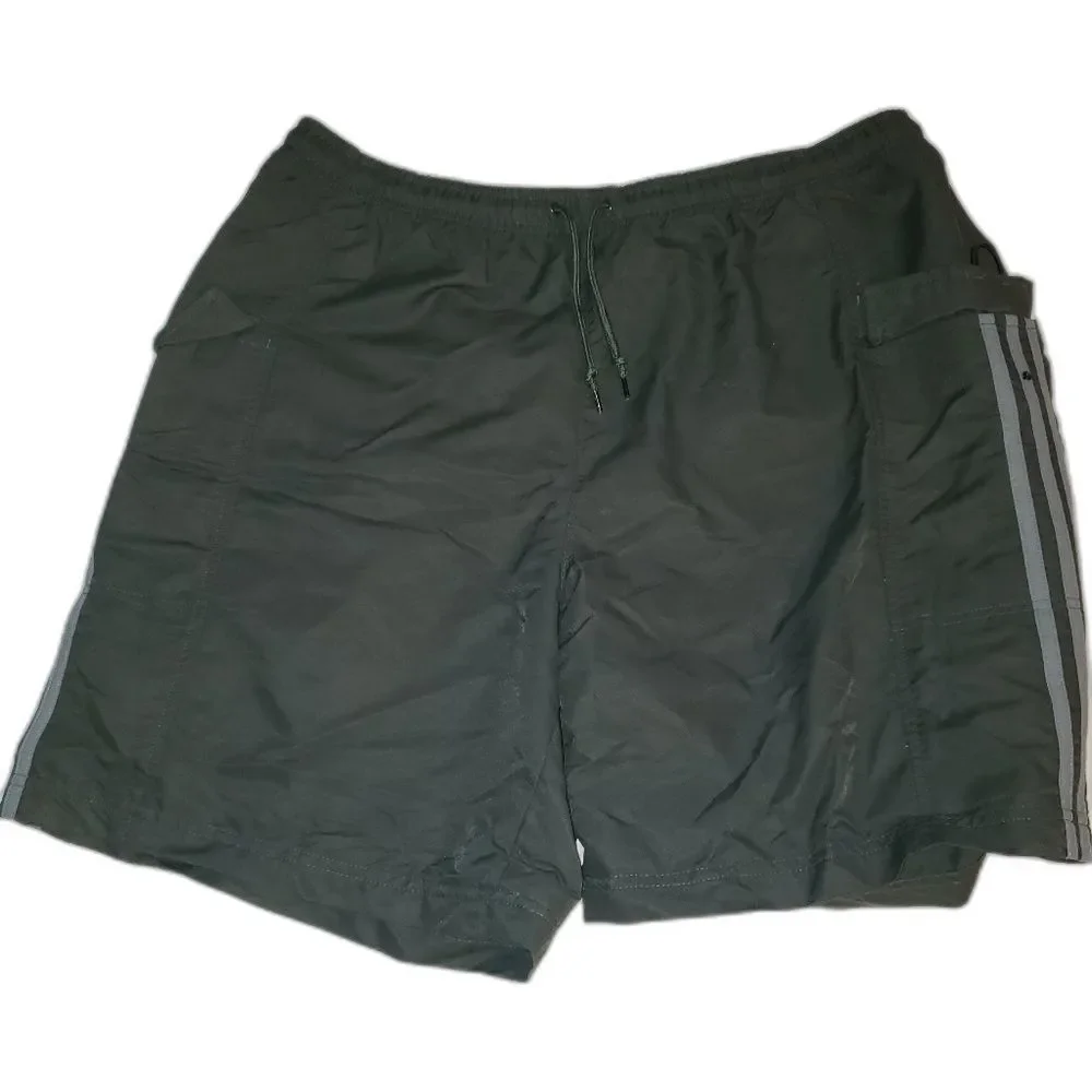 ADIDAS Y2K‎ Gray 3-Stripe Cargo Shorts XL - Retro Gorpcore Utility Shorts